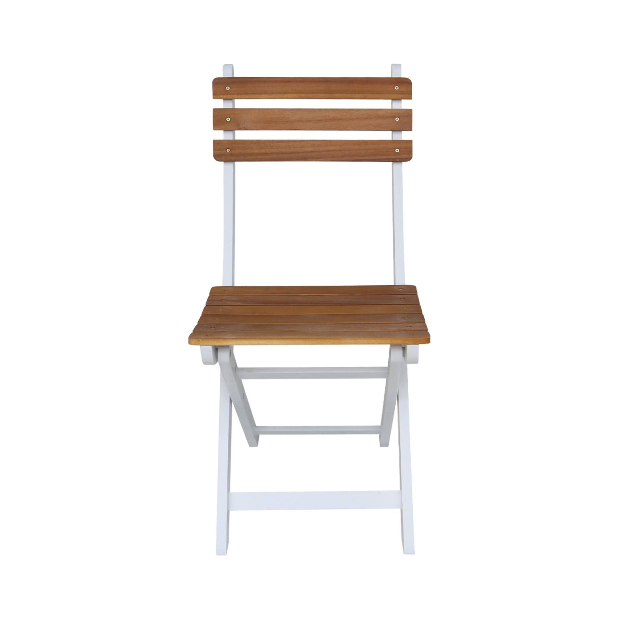 Lot de 2 chaises de jardin CALENA pliables acacia blanc. 40 x 52 x 85 cm