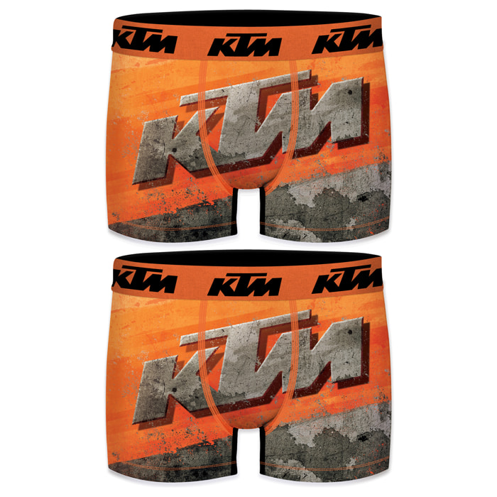 Pack 2 Boxers KTM - microfibra (92% poliéster - 8% elastano) - con los colores característicos de la marca KTM