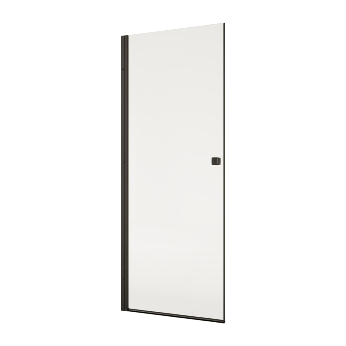 Porte de Douche Pivotante 70x195cm - Verre Trempe 8mm Anticalcaire - Alu Noir - DARK ELEMENTARY