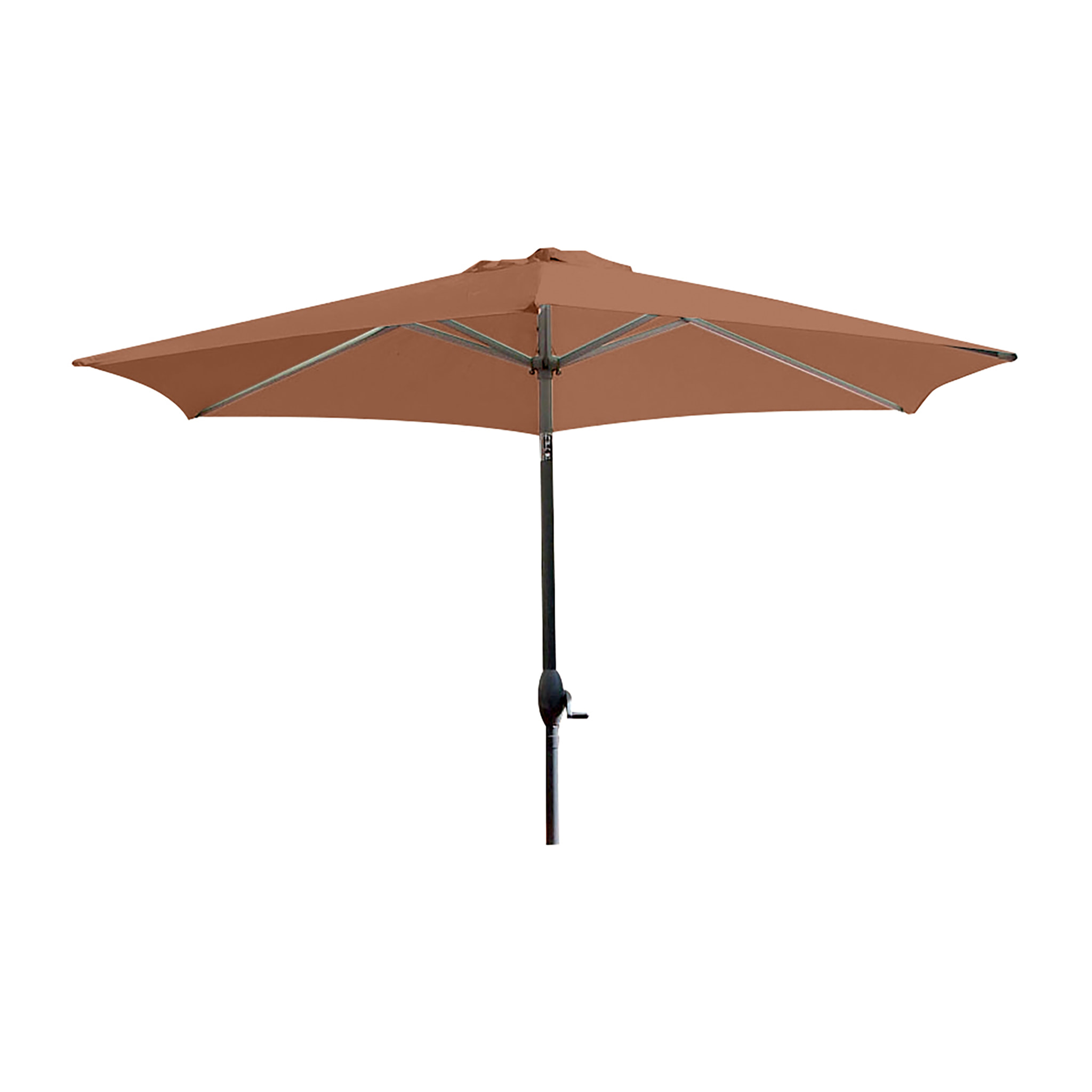 MARBELLA - Parasol à manivelle en aluminium gris anthracite et toile terracotta