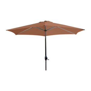MARBELLA - Parasol à manivelle en aluminium gris anthracite et toile terracotta