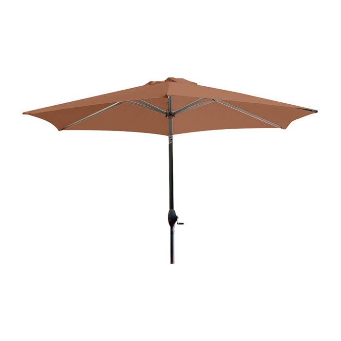 MARBELLA - Parasol à manivelle en aluminium gris anthracite et toile terracotta