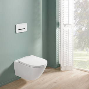 WC suspendu avec bride Universo TwistFlush CeramicPlus blanc avec abattant