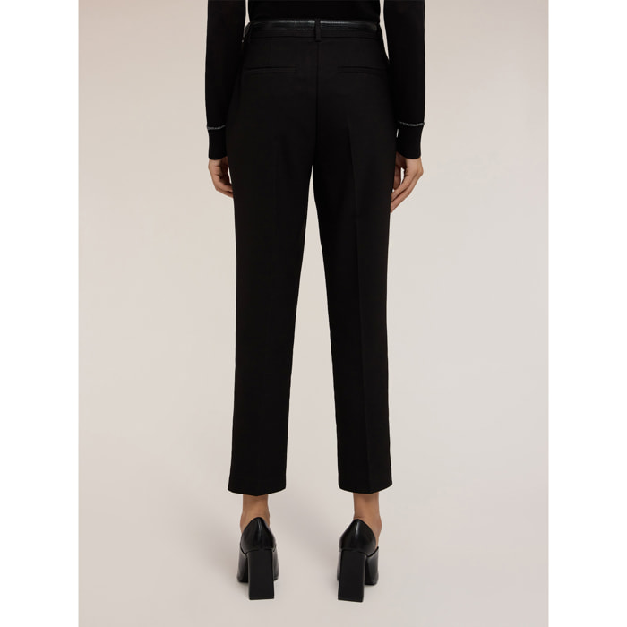 Motivi - Pantalones regular con pliegue planchado - Negro
