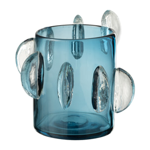 J-Line Vase Steggy Bas Verre Bleu