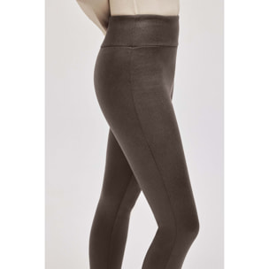 Leggings effetto metallizzato color carbone