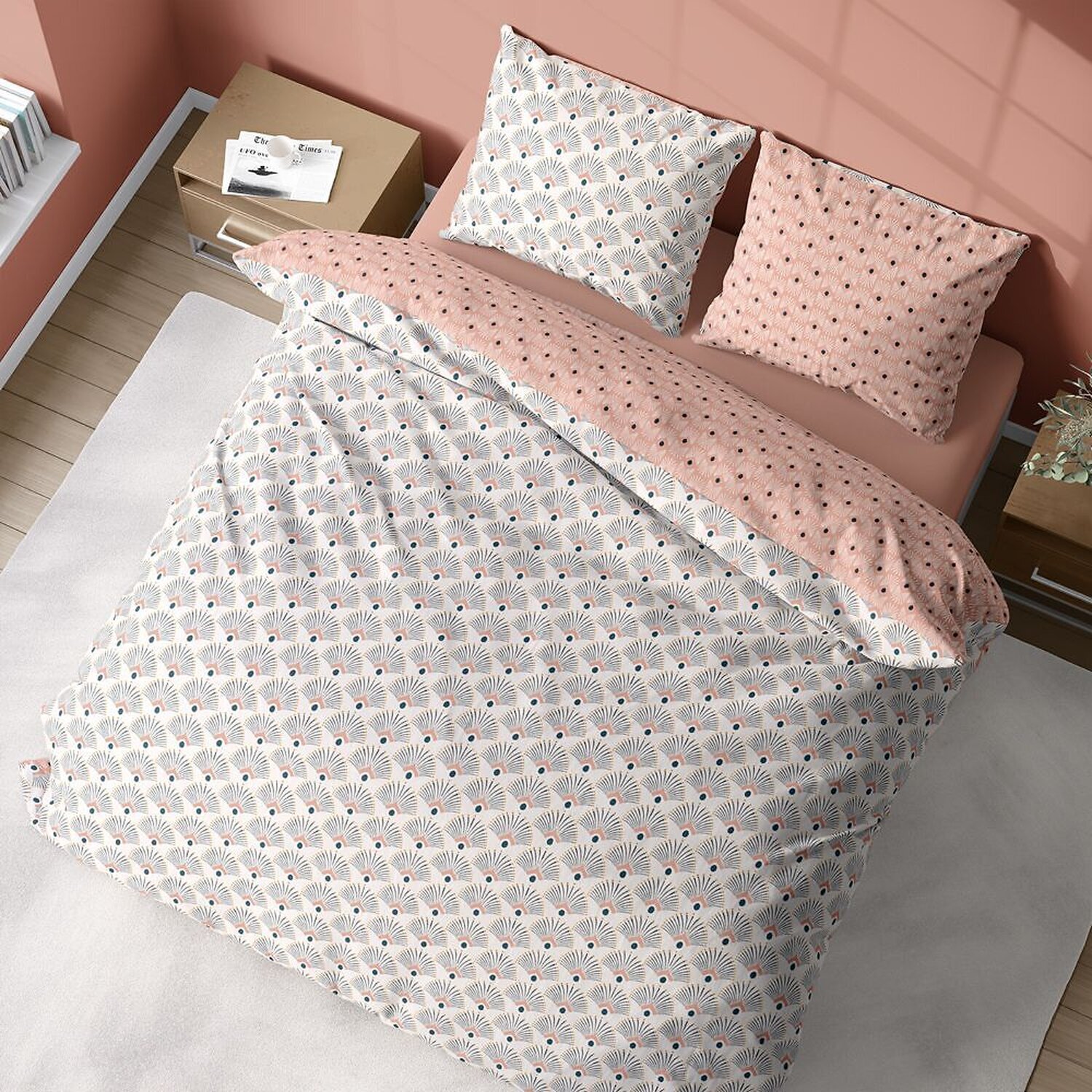 Parure housse de couette 3pcs 100% coton bio 57 fils mille