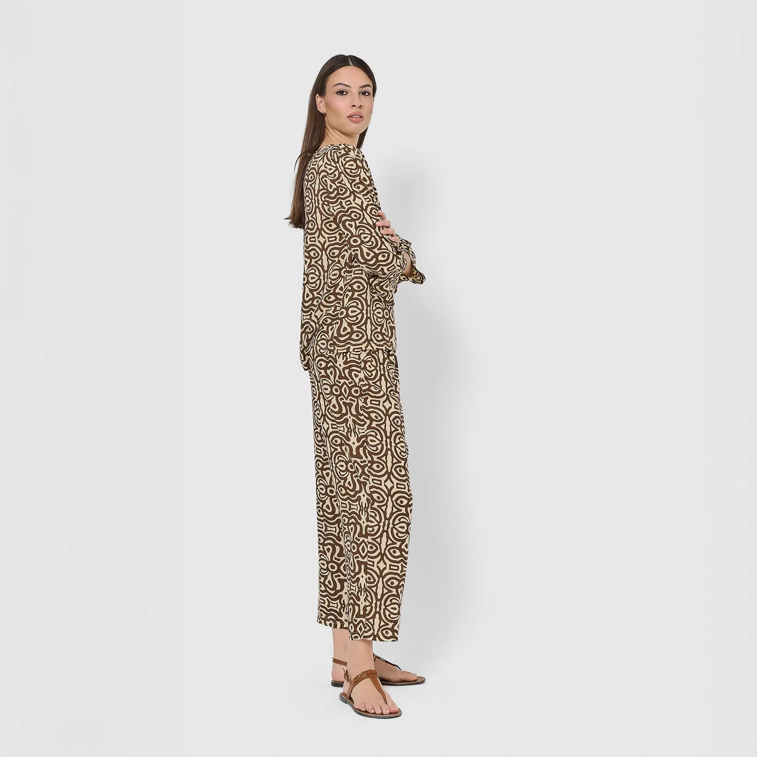 Completo midi in viscosa marrone taissa