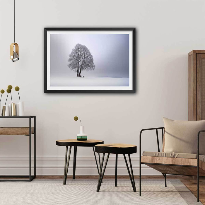 Affiche paysage Lumière d' hiver Affiche sous cadre noir