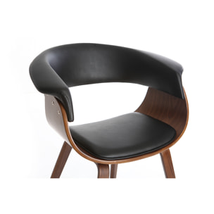 Chaise design noir et bois foncé noyer OKTAV