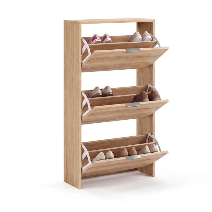 Zapatero de 3 puertas abatibles en roble canadian 60x113 cm Remi Roble Canadian
