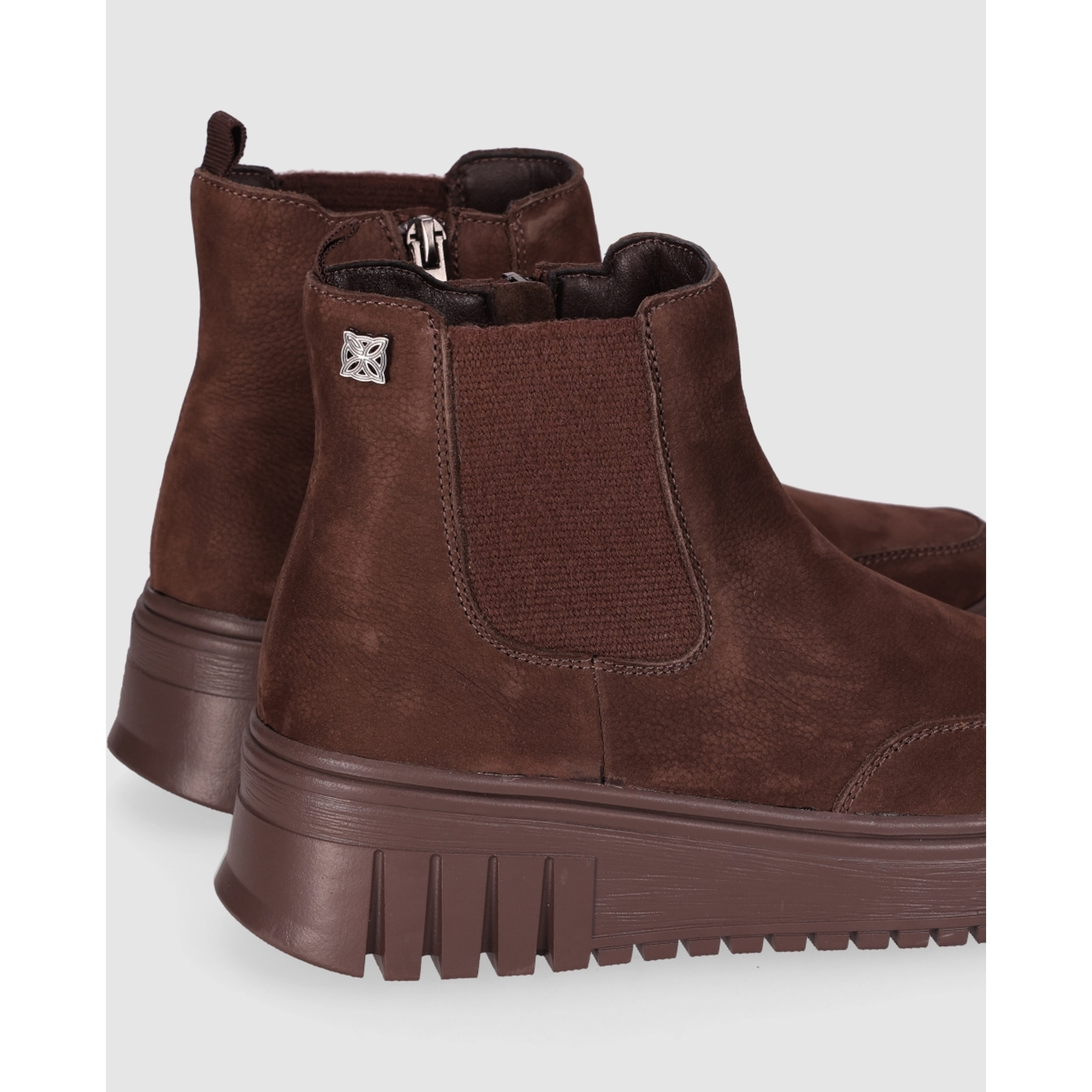 Botines de Serraje - Marron - Tacón: Bajo