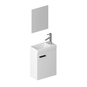 Ensemble Meuble Lave Mains Blanc 41x50x22cm + Miroir - SMALLY WHITE