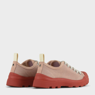 SCARPA ALLACCIATA P03 DONNA IN LINO E SUEDE ROSA CIPRIA-ARANCIO