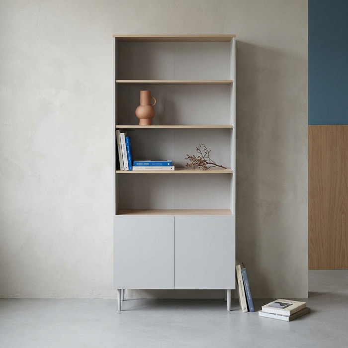 Etagère, bibliothèque métal et décor bois 6 niveaux ASHTON