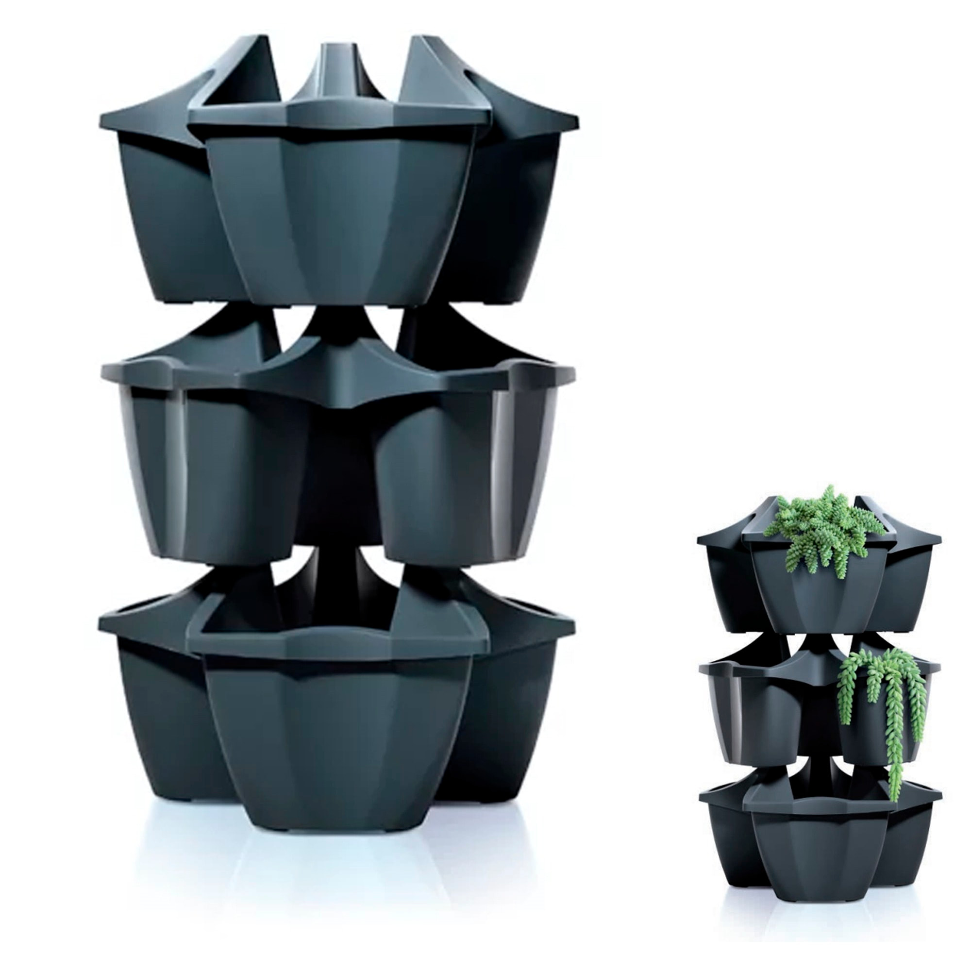Maceta crown 16l., dimensiones (mm) 480x480x264, color antracita