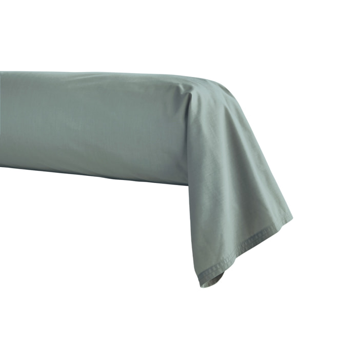 Taie de traversin unie en percale de coton, PREMIÈRE, Vert Agave
