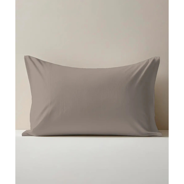 Coppia Federe cuscini letto PERCALLE TORTORA tinta unita 100% Percalle di Cotone e Made in Italy
