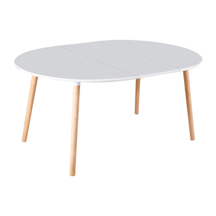Mesa circular extensible Nordika Blanco - Madera de haya