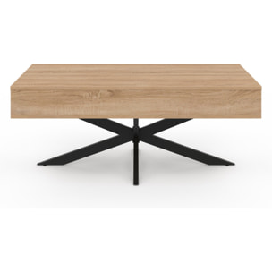 Table basse Spider relevable bois et pieds croisés noir