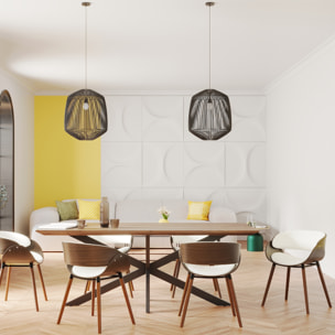 Chaise en cuir synthétique blanc et bois plaqué noyer - Polo