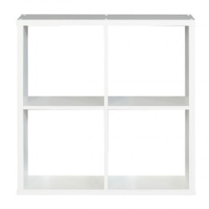 Etagère de rangement cube 4 casiers en bois - 6 coloris - MAURO