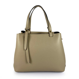 Borse Donna colore Beige-in pelle Made in Italy 25 X 19 X 11cm