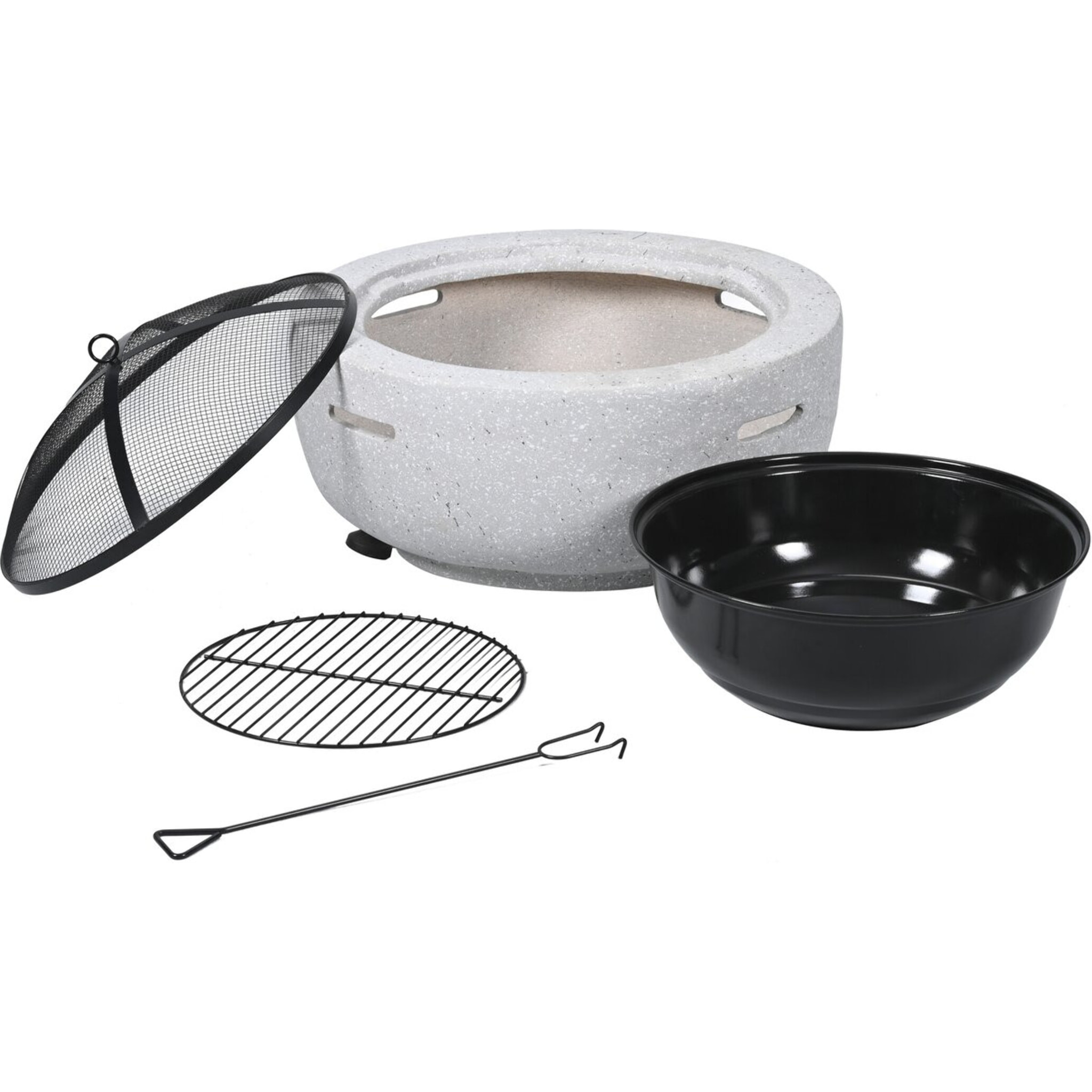 Brasero barbecue en pierre "Volkan" - 60 x 60 x 40 cm - Blanc