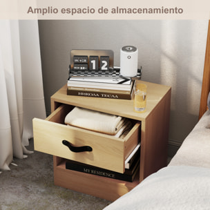 Pack de 2 Mesitas de Noche Mesillas de Noche Dormitorio Estrechas con Cajón y Compartimento Abierto para Salón 39x28x41 cm Natural