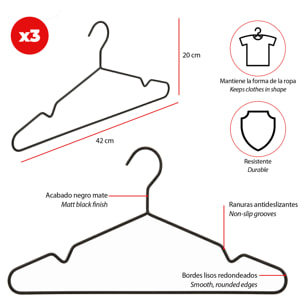 Juego de perchas metálicas extrafinas - Antideslizantes con muescas para tirantes - Resistentes y funcionales