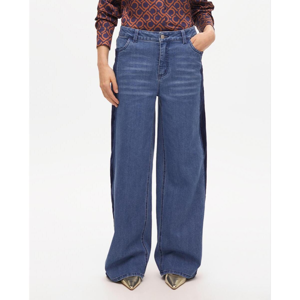 Pantaloni in Denim con Dettagli in Velluto