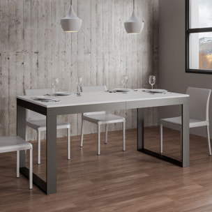 Mesa extensible 90x160/264 cm Tecno Evolution Fresno Blanco estructura Antracita