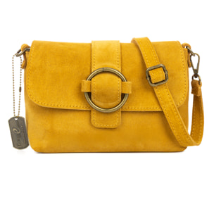 Bagnone borsa a tracolla donna. Pelle autentica Camoscio.