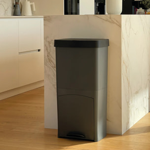 Poubelle pédale tri sélectif PICEA gris 70L