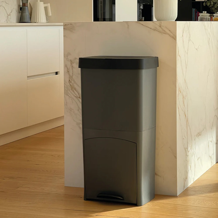 Poubelle pédale tri sélectif PICEA gris 70L