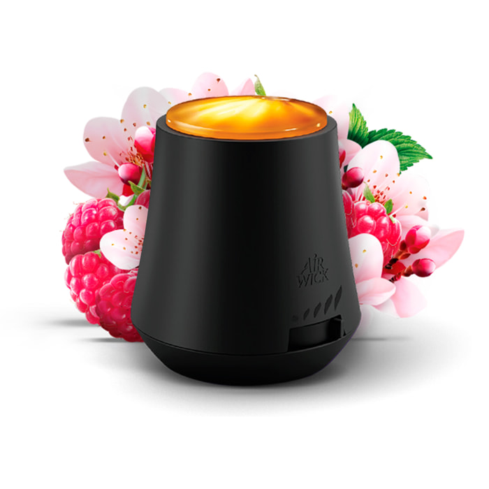 Air Wick Essential Mist - Ambientador difusor aceites esenciales para casa con aroma a Flor de Cerezo y Frambuesa - Aparato y Recambio