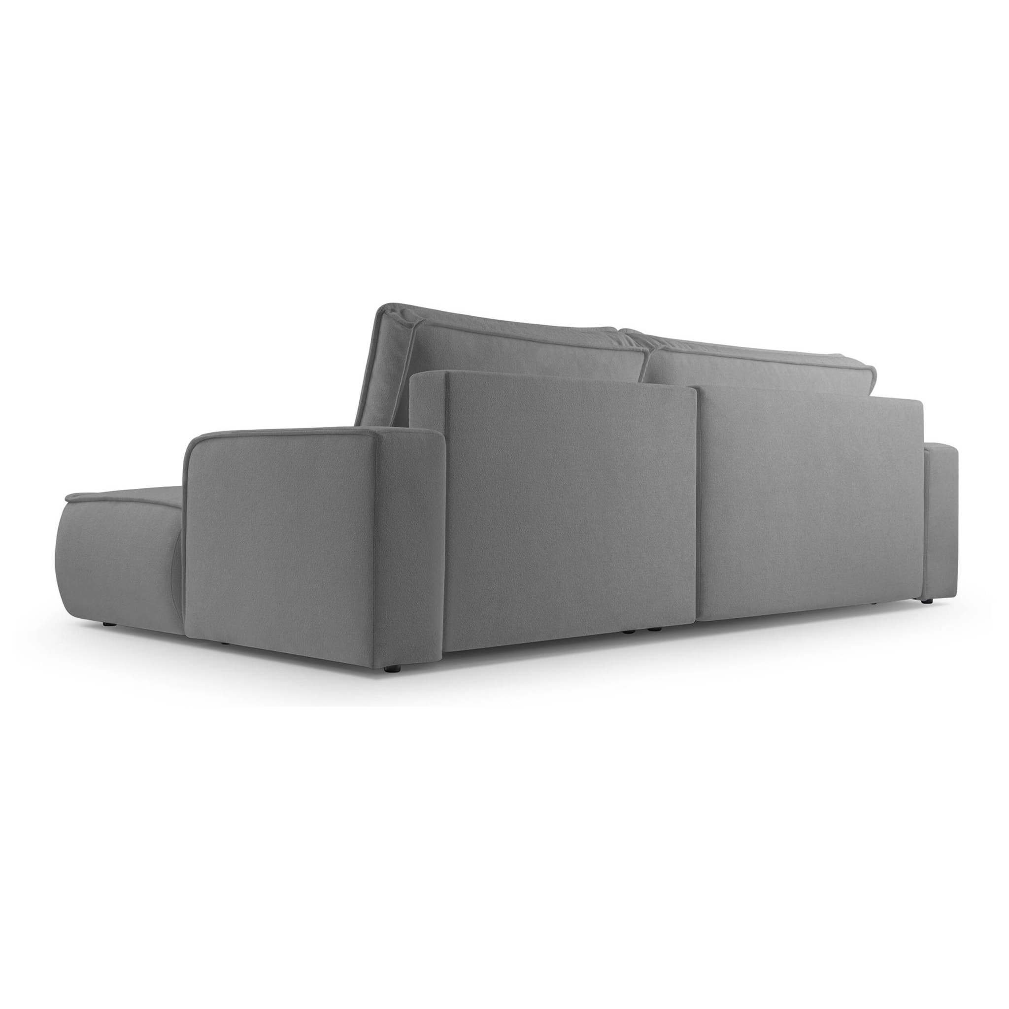 Nessino - canapé d'angle droit 4 places - convertible avec coffre - en tissu texturé - Gris foncé
