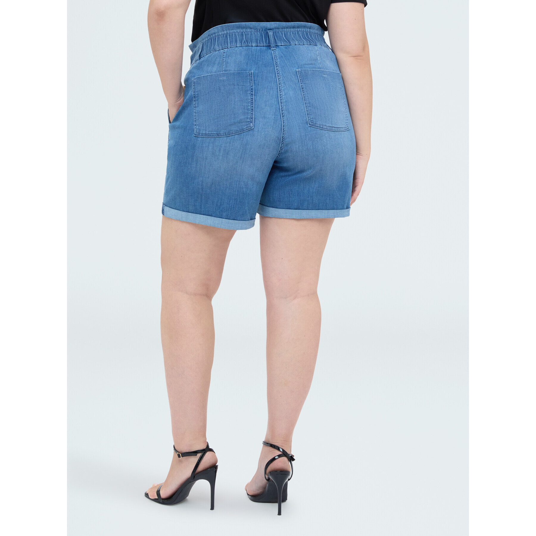 Fiorella Rubino - Jeans shorts con vita elasticata - Azzurro