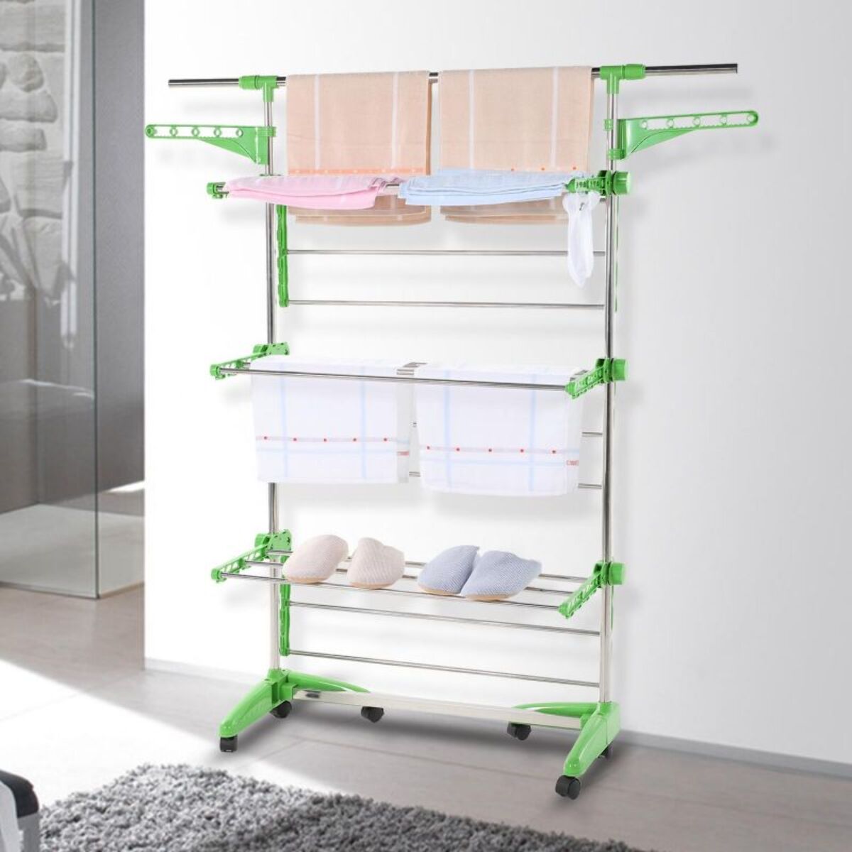 Séchoir multifonctions 20m d'étendage vert Herzberg HG5015-GRE