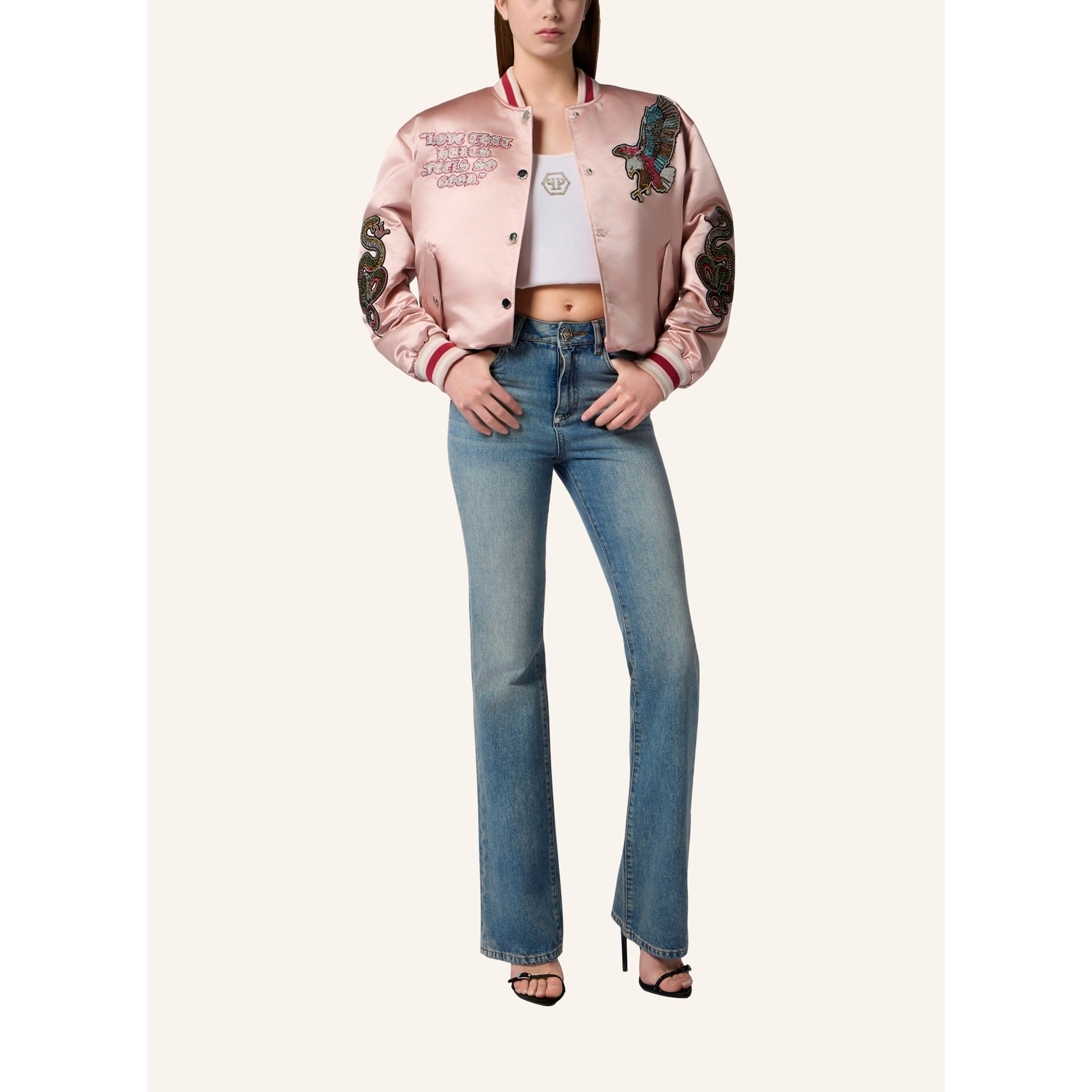 PHILIPP PLEIN Oversized Bomber Patches Strass