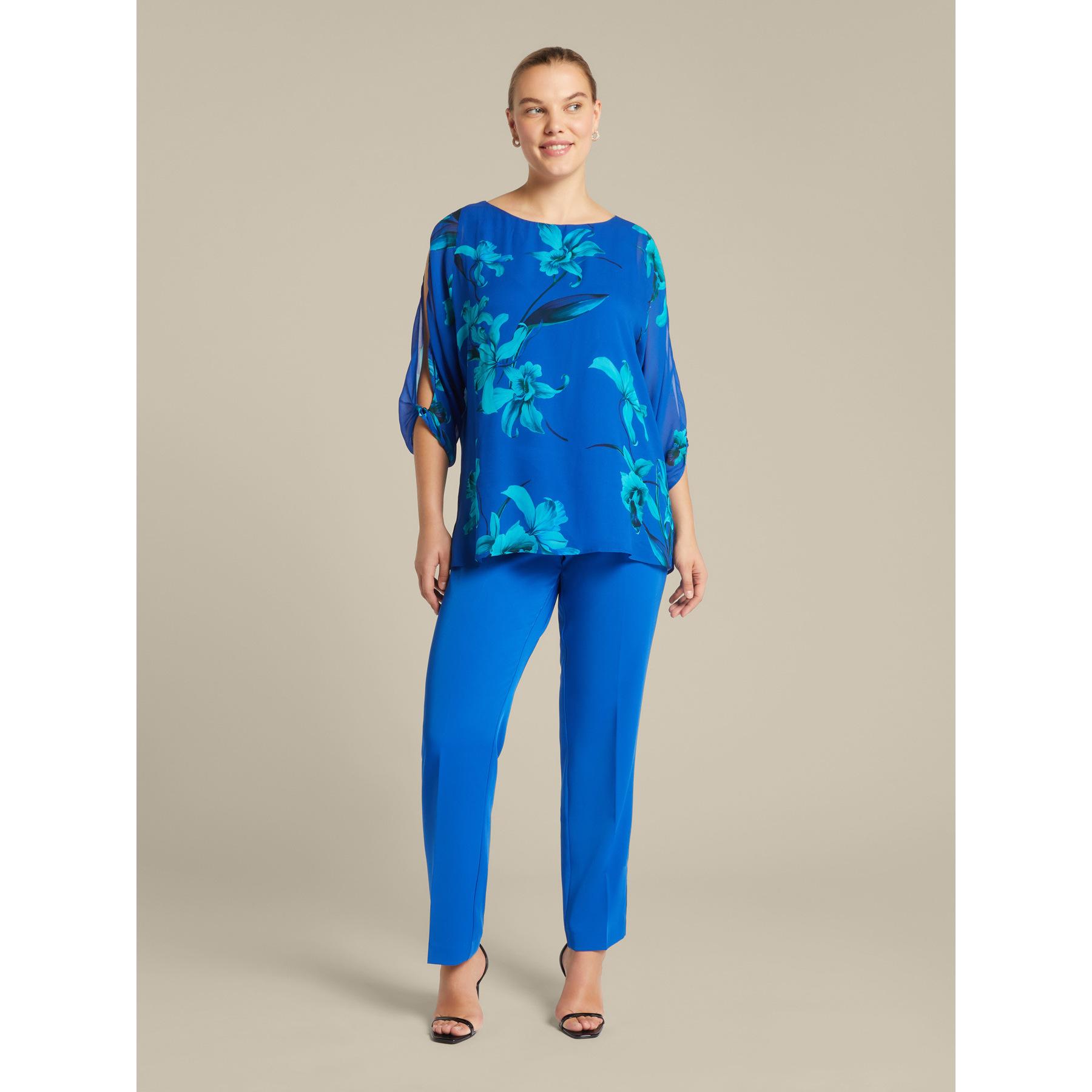 Elena Mirò - Blusa floral con aberturas - Azul aciano