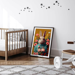 Affiche enfant m. lapin de pâques  Affiche + cadre en bois - Noir