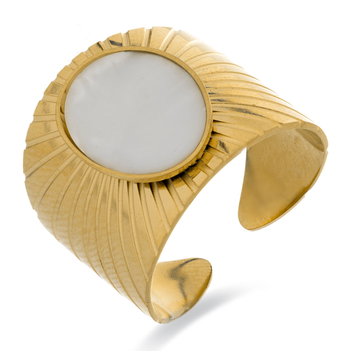 Anillo de Madreperla Blanca acabado en oro amarillo de 18k