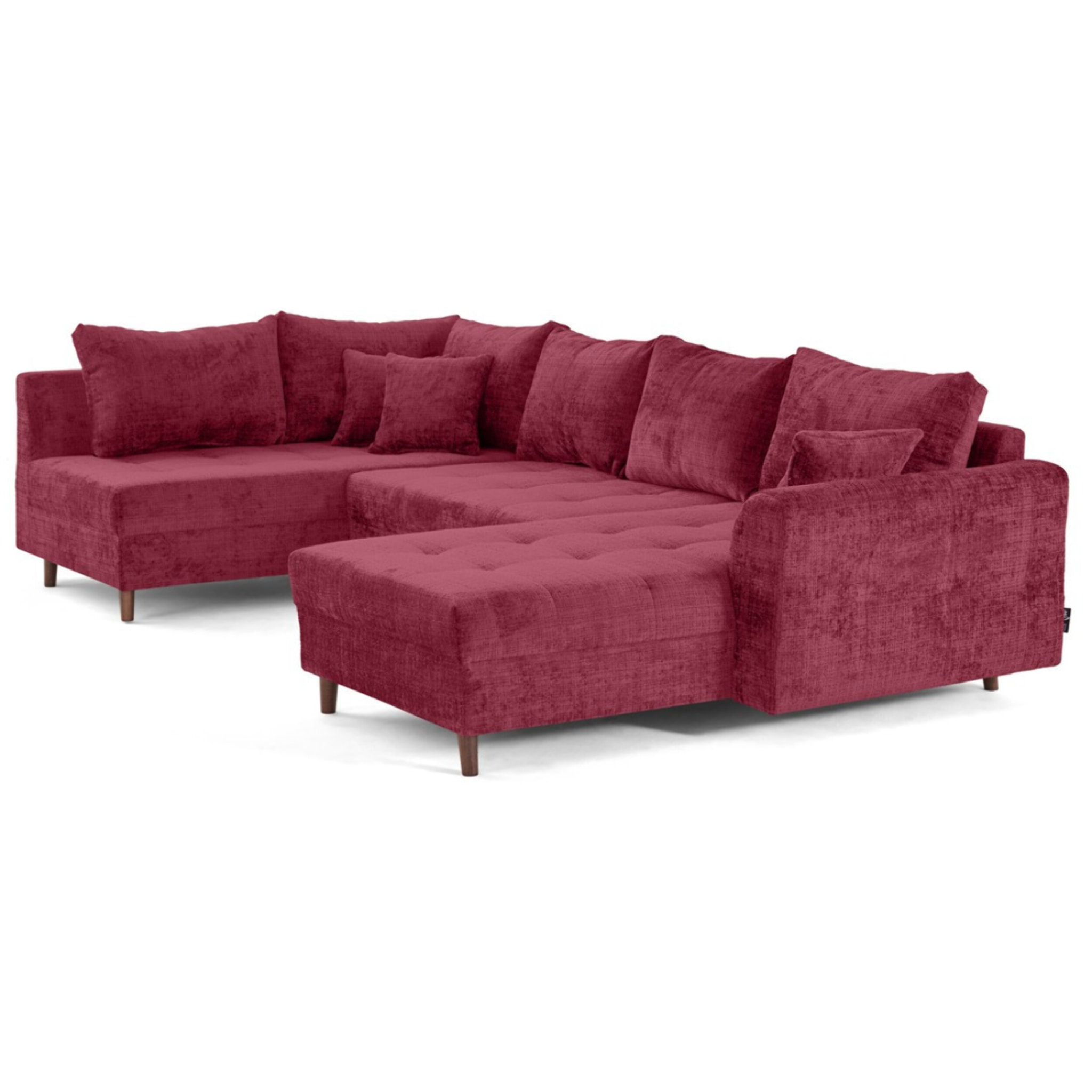 Rune - canapé panoramique d'angle gauche 7 places en velours texturé - Prune