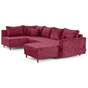 Rune - canapé panoramique d'angle gauche 7 places en velours texturé - Prune