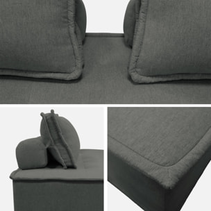 Ensemble chauffeuses DAO pour canapé modulable en tissu capitonné 4 places gris foncé