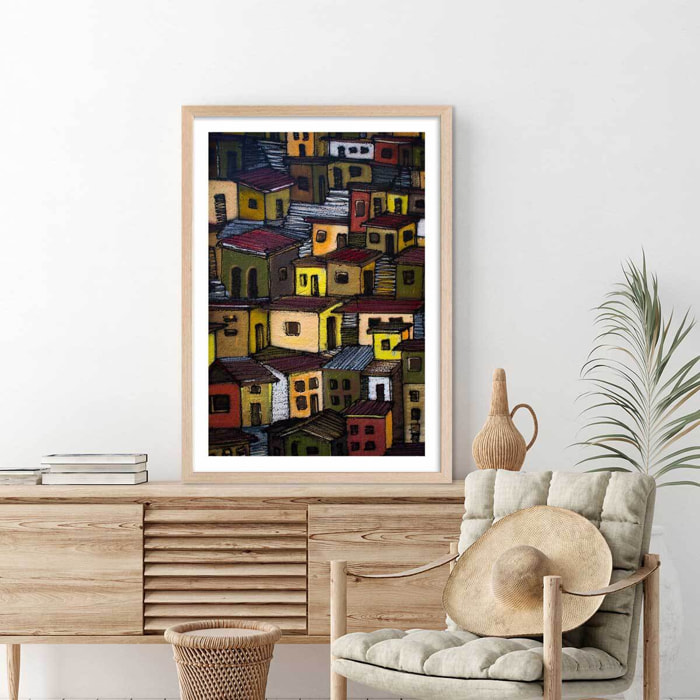 Affiche casa in mexico Affiche + cadre en bois - Chêne