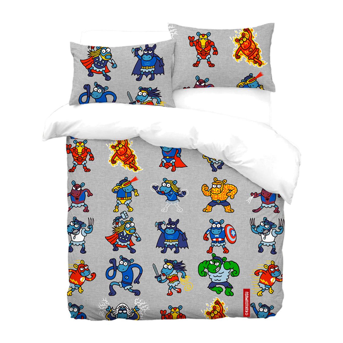 Housse de couette en coton SUPER HEROES - vendue seule - plusieur tailles disponibles.