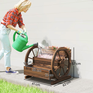 Jardinière sur pied carré potager 3 étages style rustique chic foncé