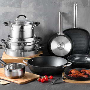 Sartén doble 30x24x12cm en Aluminio fundido con revestimiento antiadherente FOODIES MasterPRO